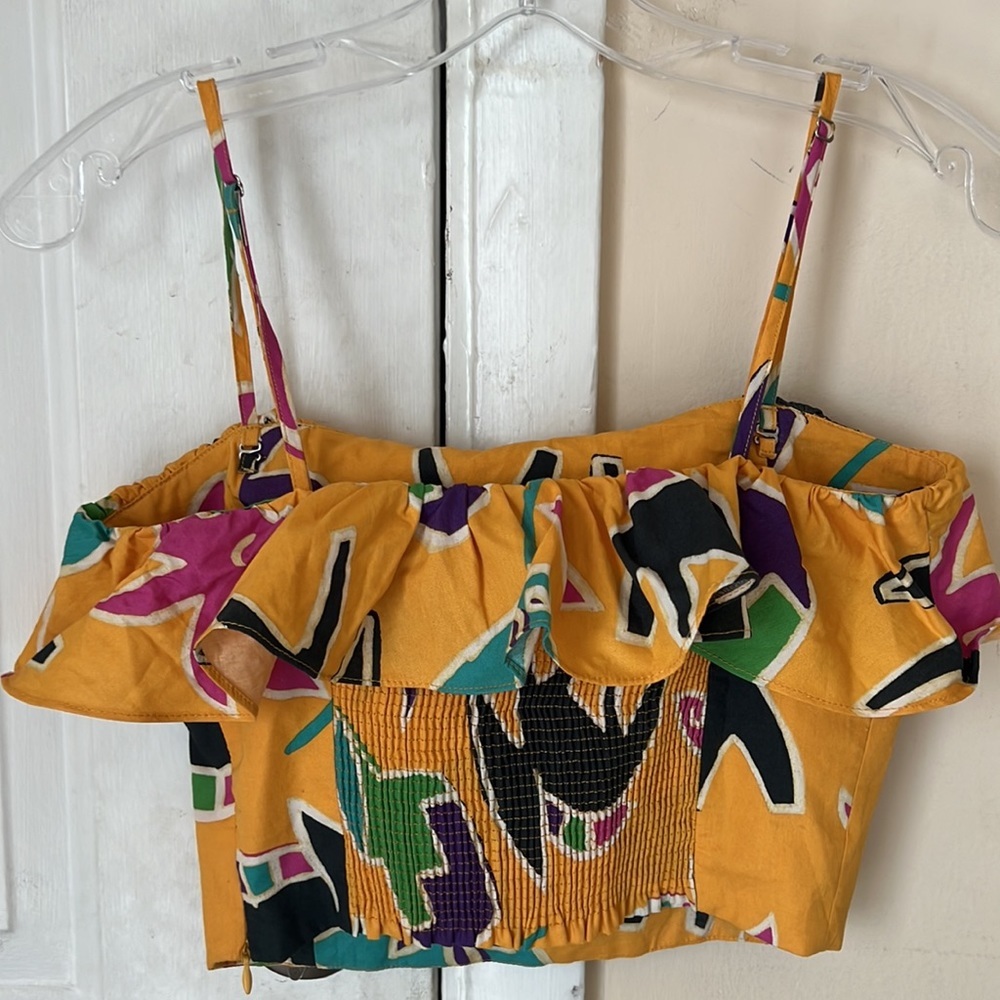 Zara Printed Crop Sleeveless Boho Top Size M - Picture 5 of 11